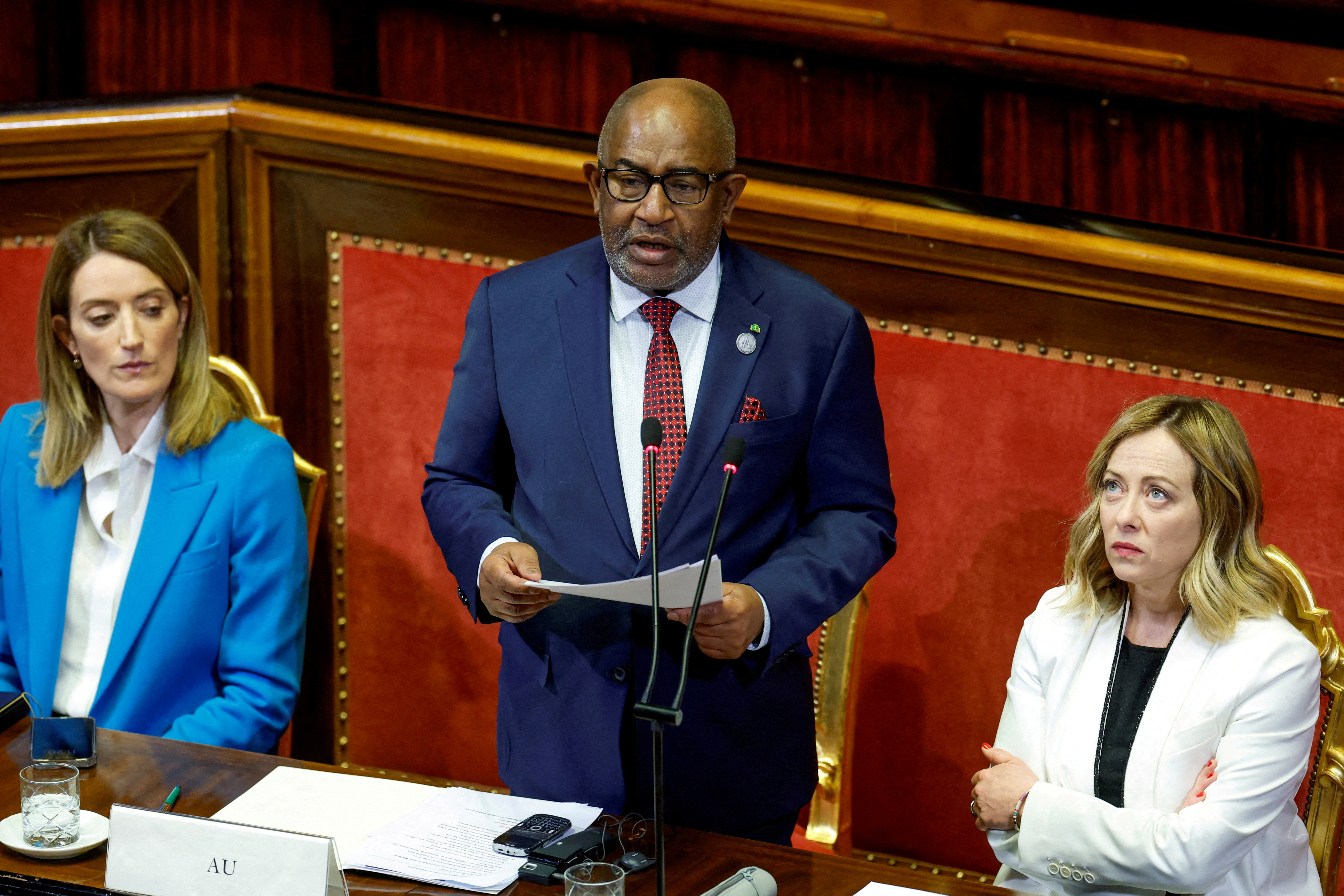 FILE PHOTO: Azali Assoumani speaks in Rome