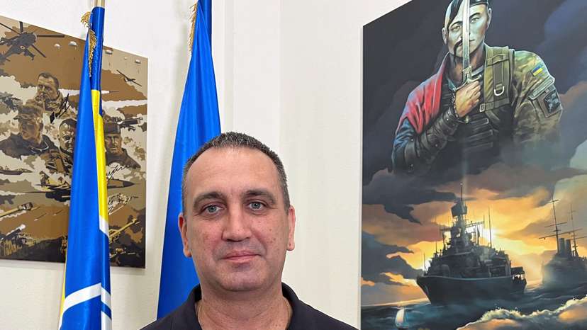 Commander of the Navy of the Armed Forces of Ukraine Vice Admiral Neizhpapa during an interview with Reuters in Odesa