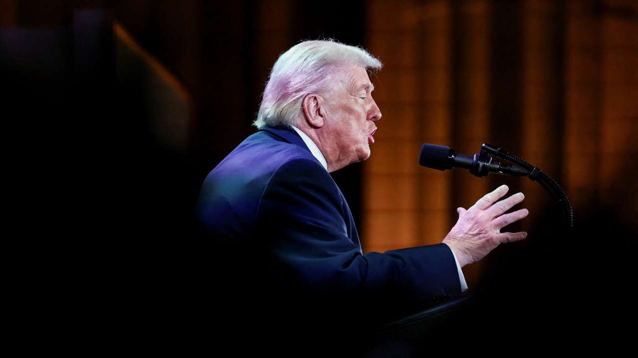 U.S. President Donald Trump attends the U.S. Treasury Department's Trump Accounts Summit, in Washington