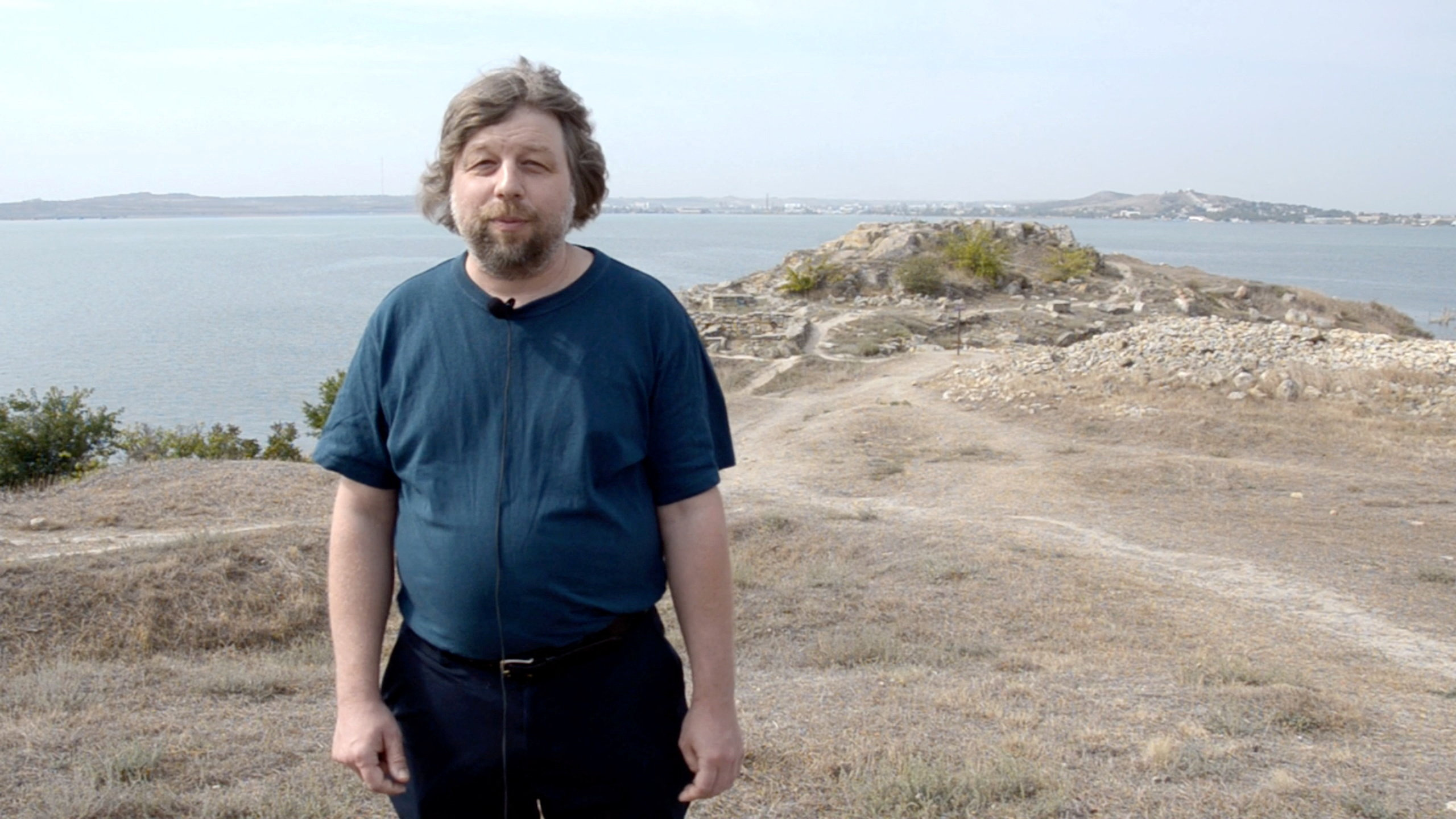 FILE PHOTO: Russian archaeologist Alexander Butyagin speaks during filming of a documentary in Crimea