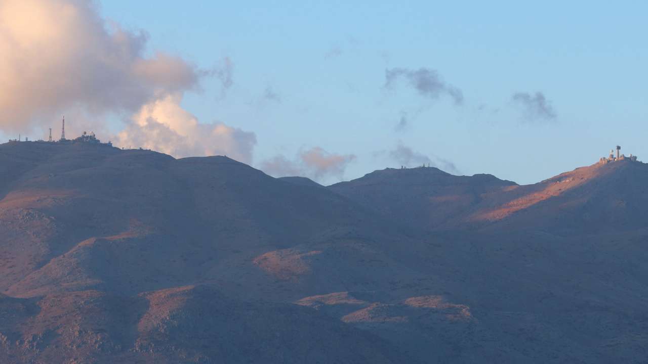 A view of Mount Hermon as seen from Jubata al-Khashab in Quneitra province