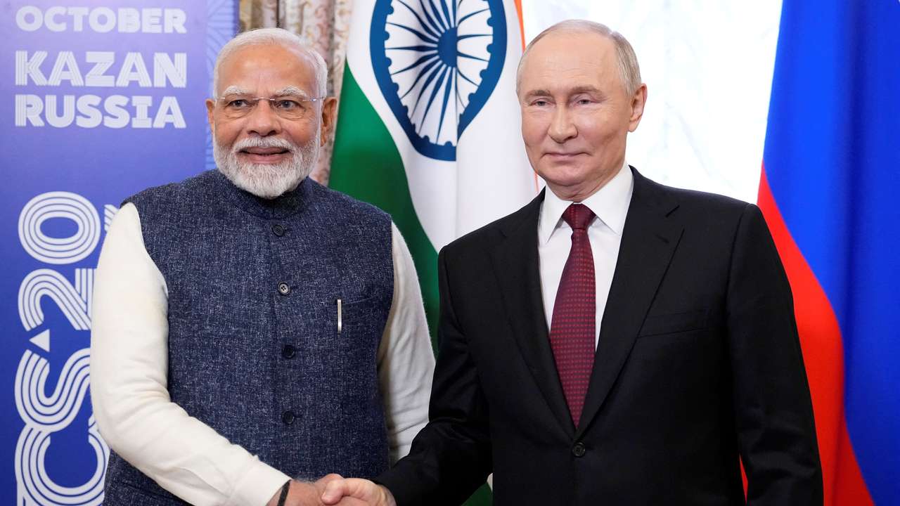 Russian President Vladimir Putin meets with Indian Prime Minister Narendra Modi in Kazan