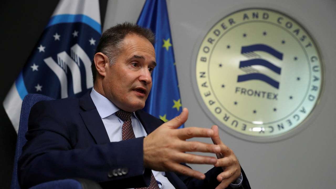 FILE PHOTO: Fabrice Leggeri speaks during an interview with Reuters in Warsaw