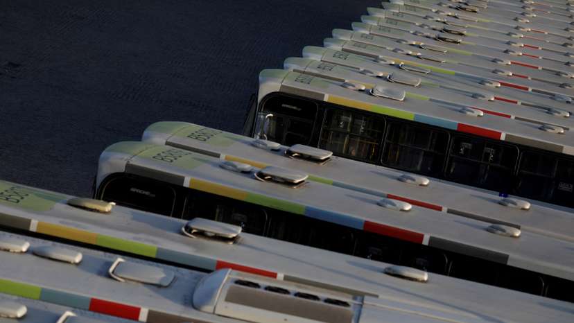 FILE PHOTO: Public buses are pictured parked at their company garage in Rio de Janeiro