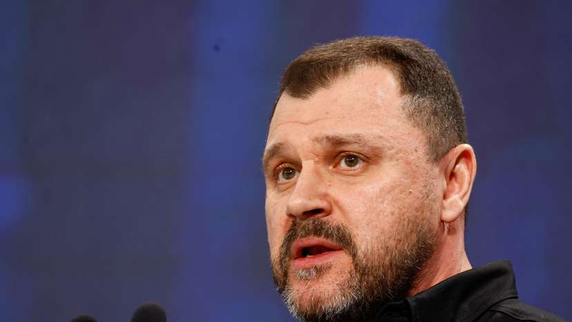 Ukrainian Minister of Internal Affairs Klymenko attends a conference in Kyiv