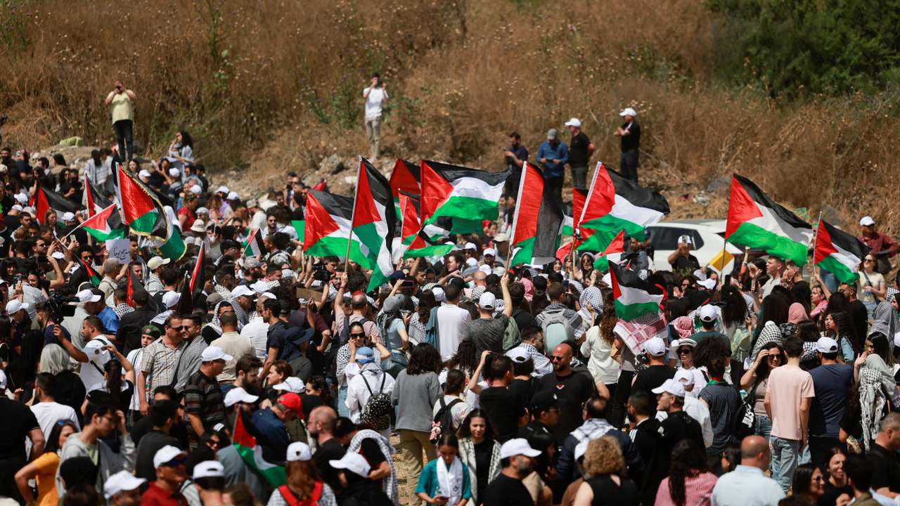 Palestinians living in Israel mark the 76th anniversary of the Nakba, near Haifa