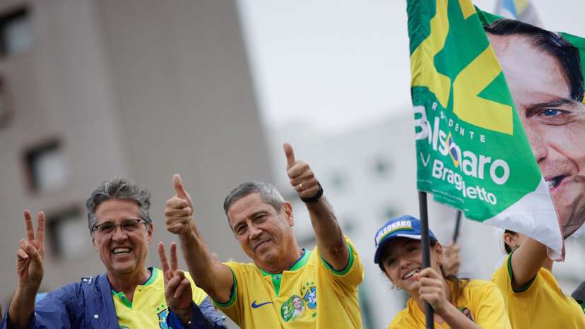 Vice presidential candidate Braga Netto attends a motorcade during an election campaign in Brasilia