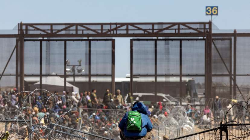 FILE PHOTO: Migrants cross into the U.S. as seen from Ciudad Juarez