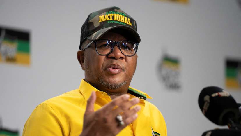 Fikile Mbalula the Secretary-General of the African National Congress addresses the media during a press conference at Chief Albert Luthuli House, in Johannesburg