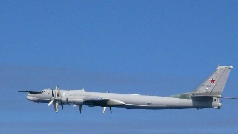 A Russian TU-95 bomber flies over East China Sea