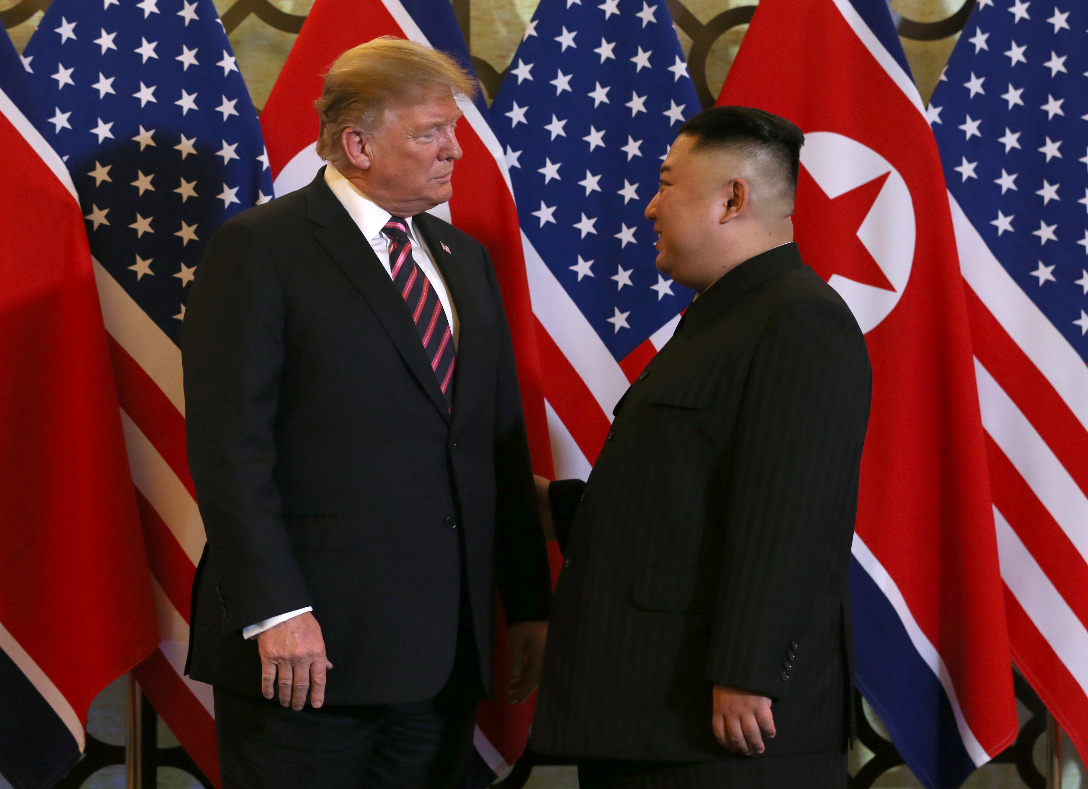 U.S. President Donald Trump meets with North Korean leader Kim Jong Un in Hanoi
