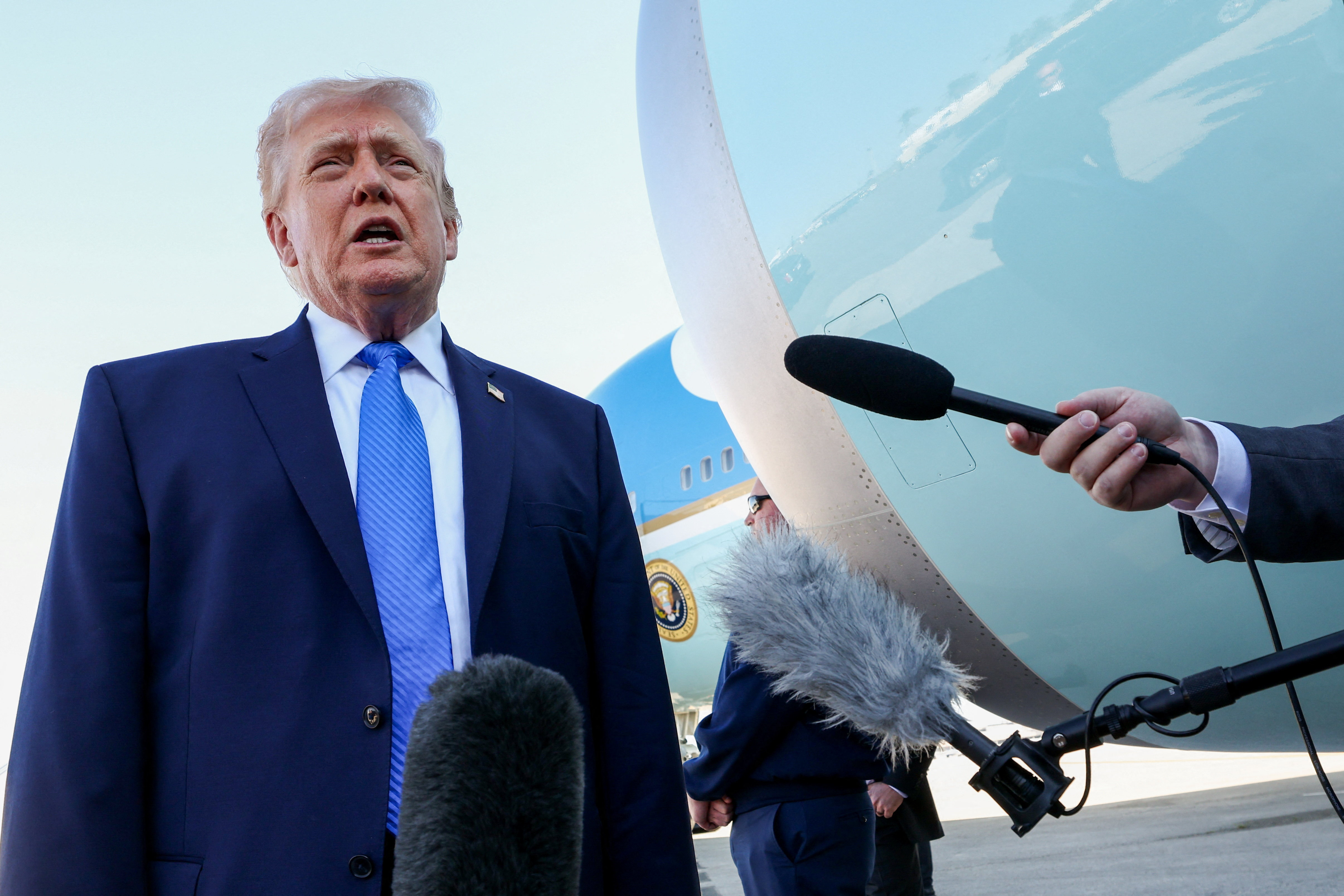 U.S. President Donald Trump departs West Palm Beach, Florida