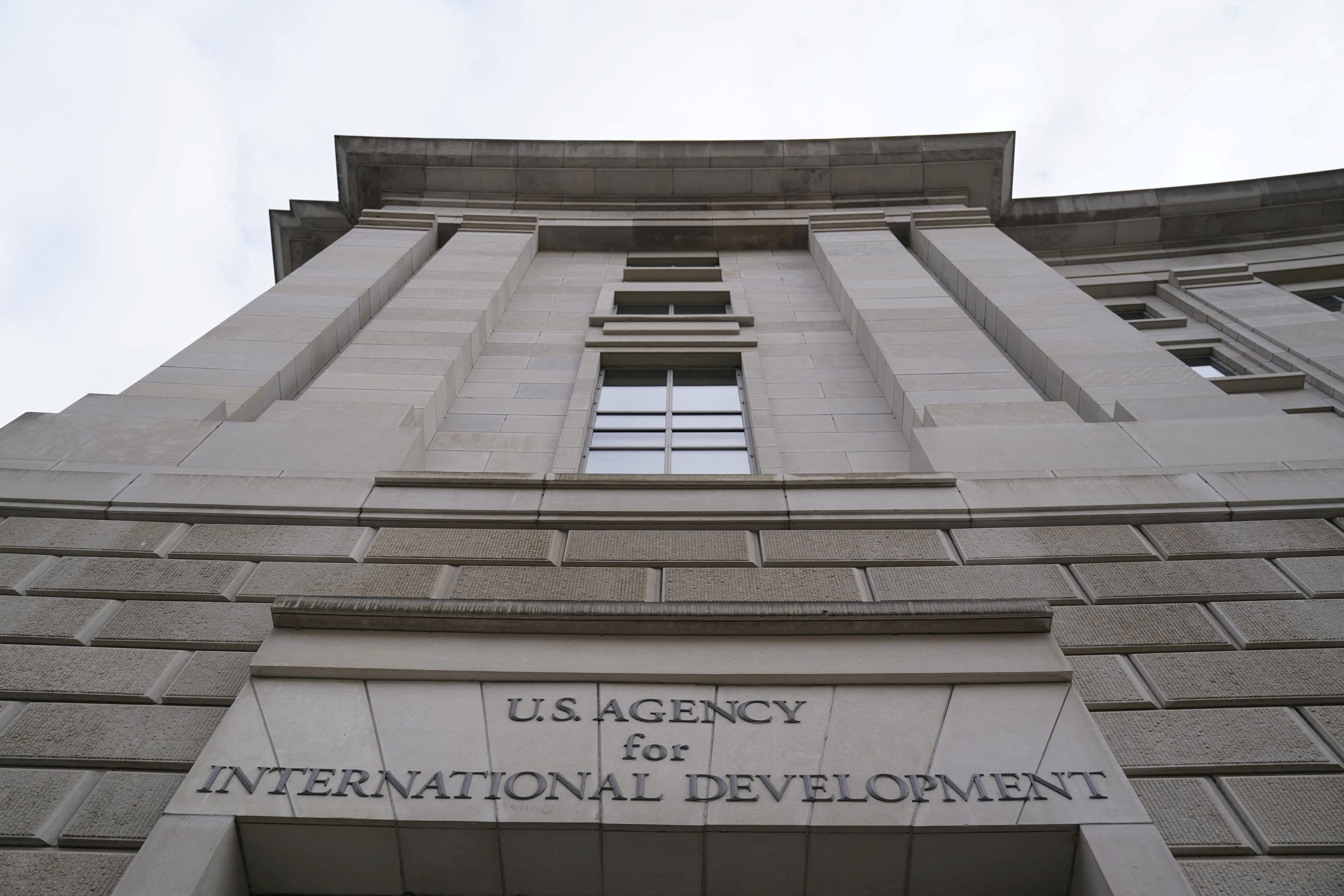 The USAID building sits closed to employees after a memo was issued advising agency personnel to work remotely, in Washington