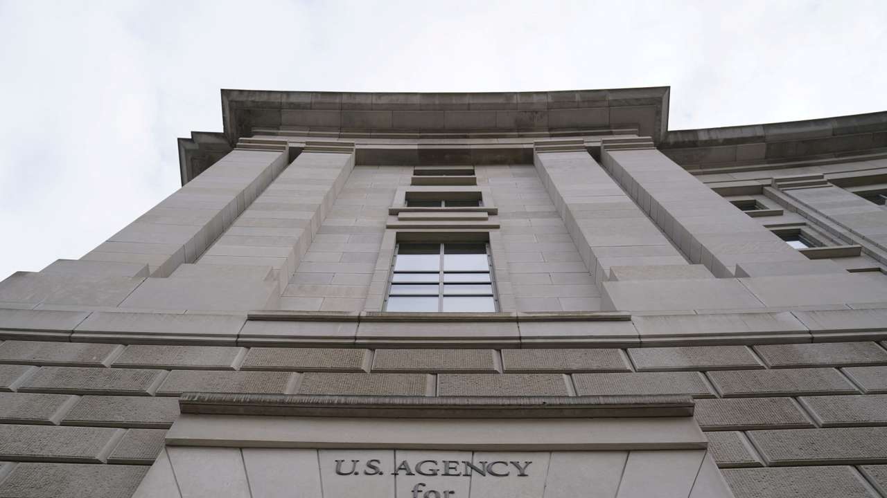 The USAID building sits closed to employees after a memo was issued advising agency personnel to work remotely, in Washington