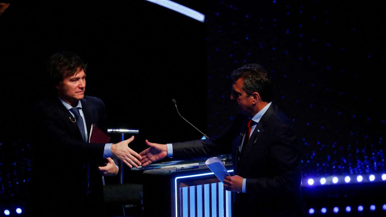 FILE PHOTO: Argentine presidential candidates take part in the final TV debate ahead of the October 22 general election, in Buenos Aires