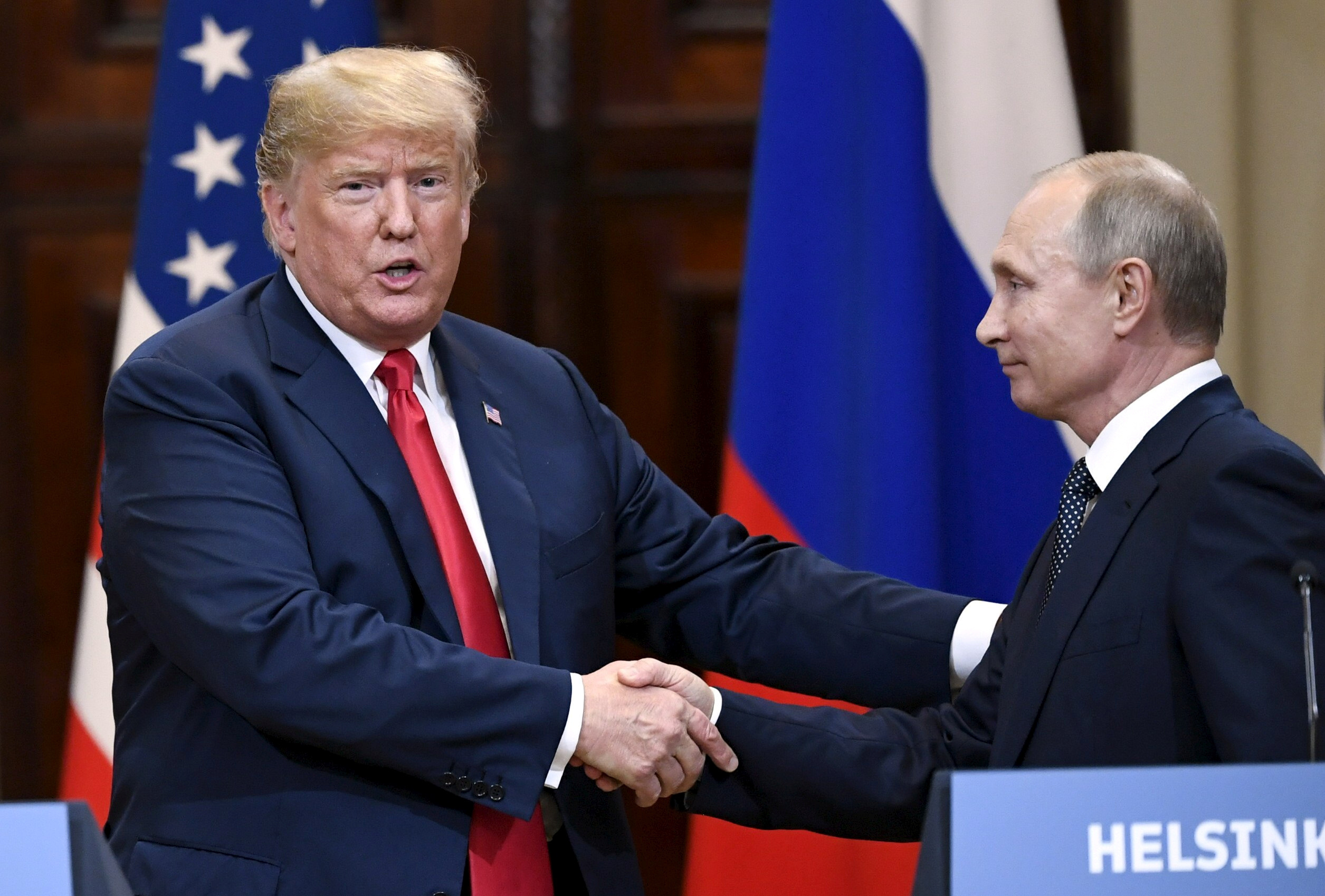Trump and Putin at their joint news conference in the Presidential Palace in Helsinki