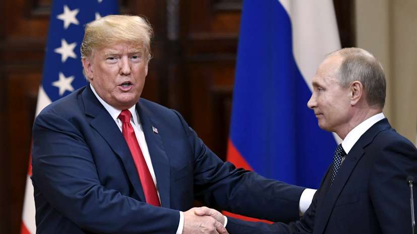 Trump and Putin at their joint news conference in the Presidential Palace in Helsinki