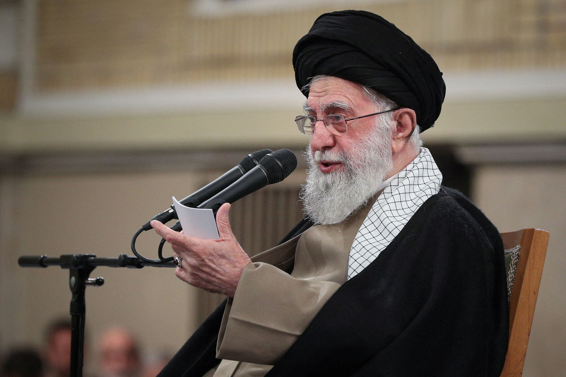 Iran's Supreme Leader Ayatollah Ali Khamenei speaks during a meeting with Iranian students in Tehran