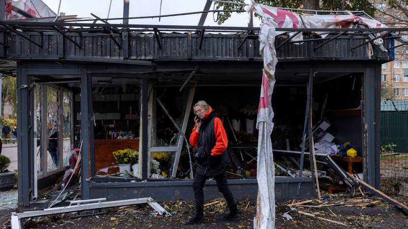 Aftermath of a Russian drone strike in Kyiv