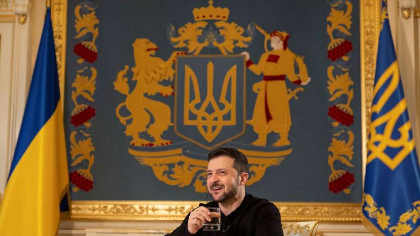 Ukraine's President Zelenskiy attends an interview with Reuters in Kyiv