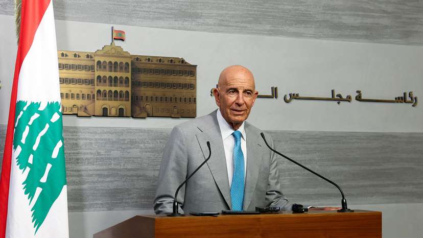 U.S. Ambassador to Turkey and U.S. special envoy for Syria Thomas Barrack speaks after meeting with Lebanese PM Salam, in Beirut