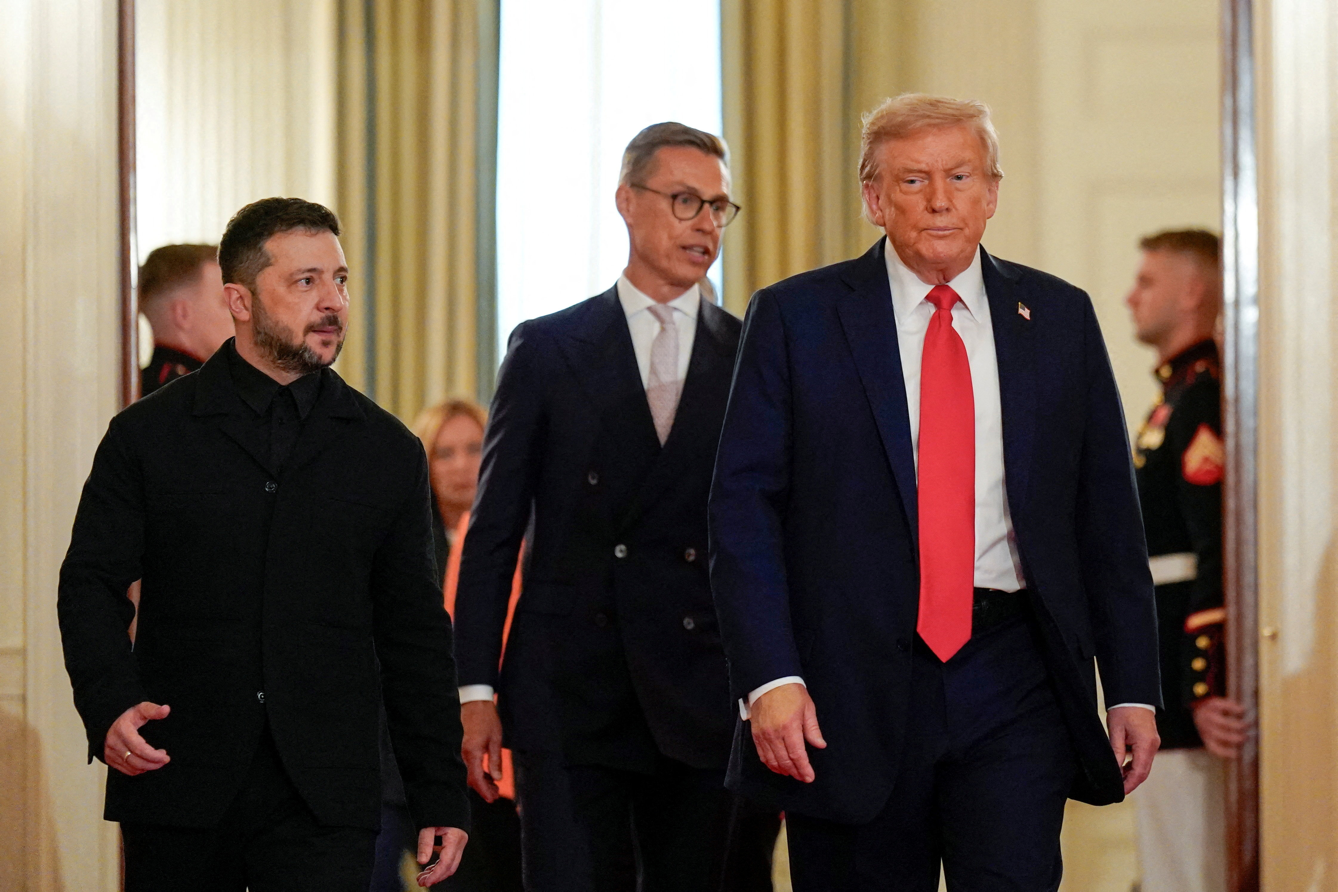 U.S. President Trump meets with Ukrainian President Zelenskiy and European leaders, in Washington, D.C.