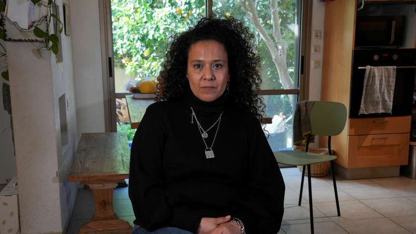 Niva Wenkert, mother of 23-year-old Israeli hostage Omer Wenkert, attends an interview with Reuters in Gedera