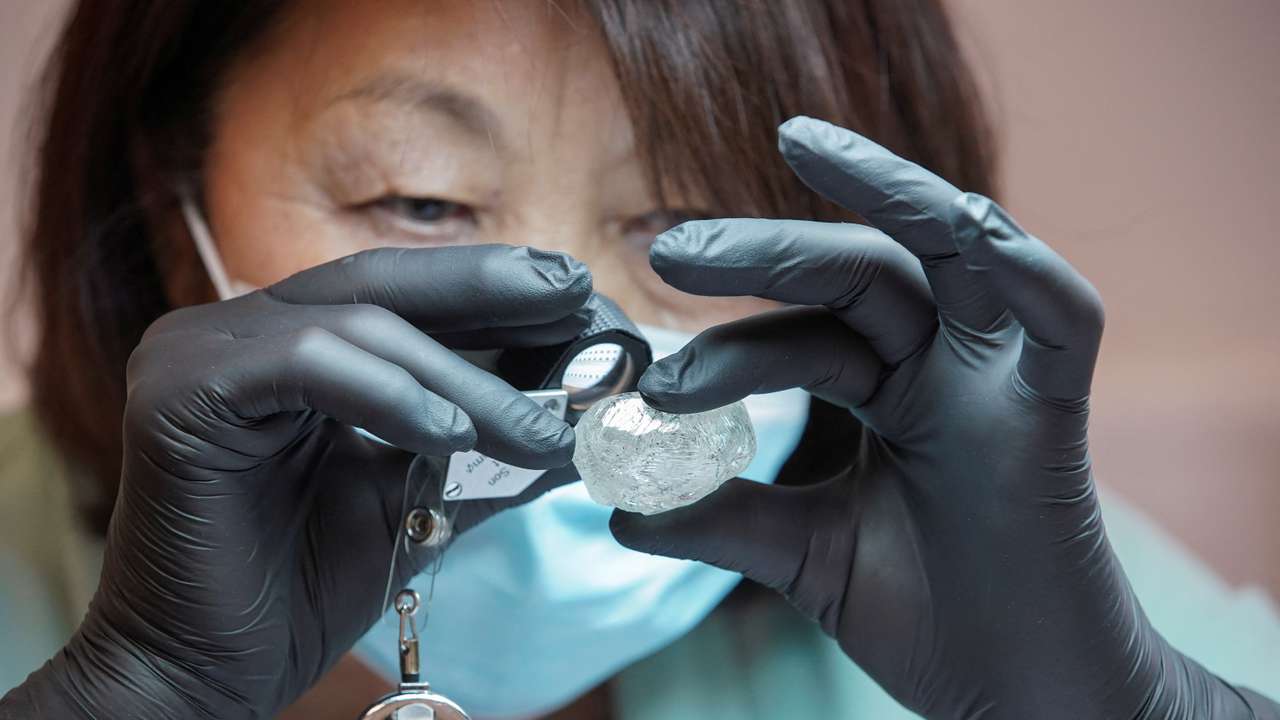 FILE PHOTO: Alrosa presents a rare rough diamond in Moscow