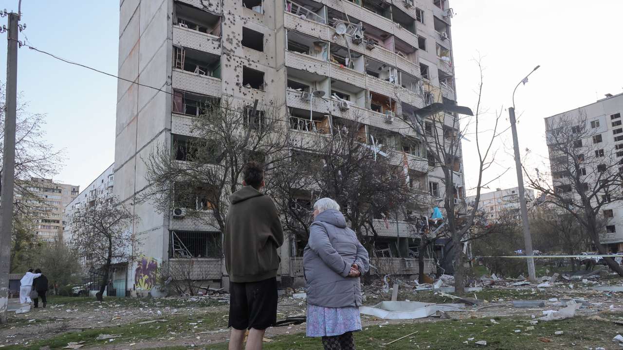Aftermath of a Russian missile strike in Kherkiv