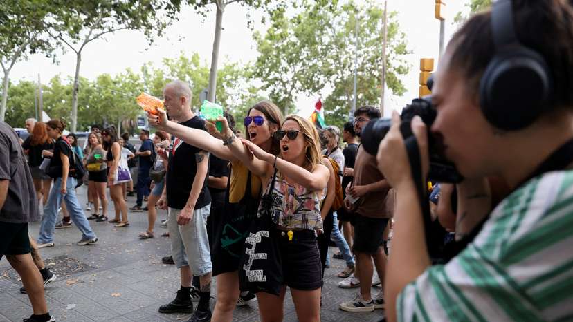 People protest against mass tourism in Barcelona