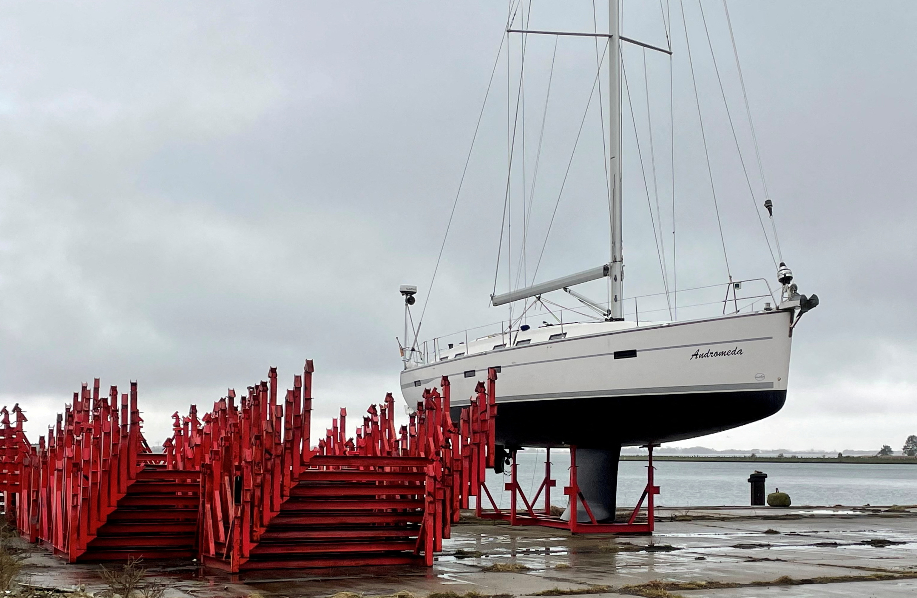 FILE PHOTO: German charter ship Andromeda in dry dock at Ruegen island