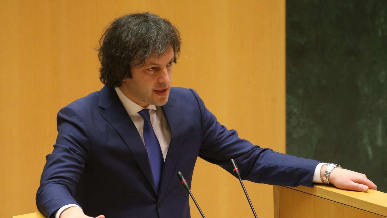 Candidate for the post of Georgian Prime Minister Irakli Kobakhidze attends a parliamentary session in Tbilisi