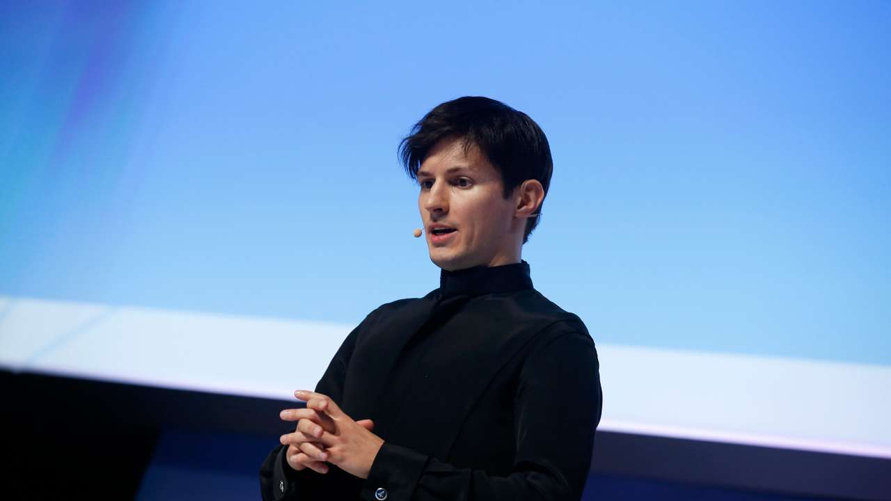Founder and CEO of Telegram Pavel Durov delivers a keynote speech during the Mobile World Congress in Barcelona