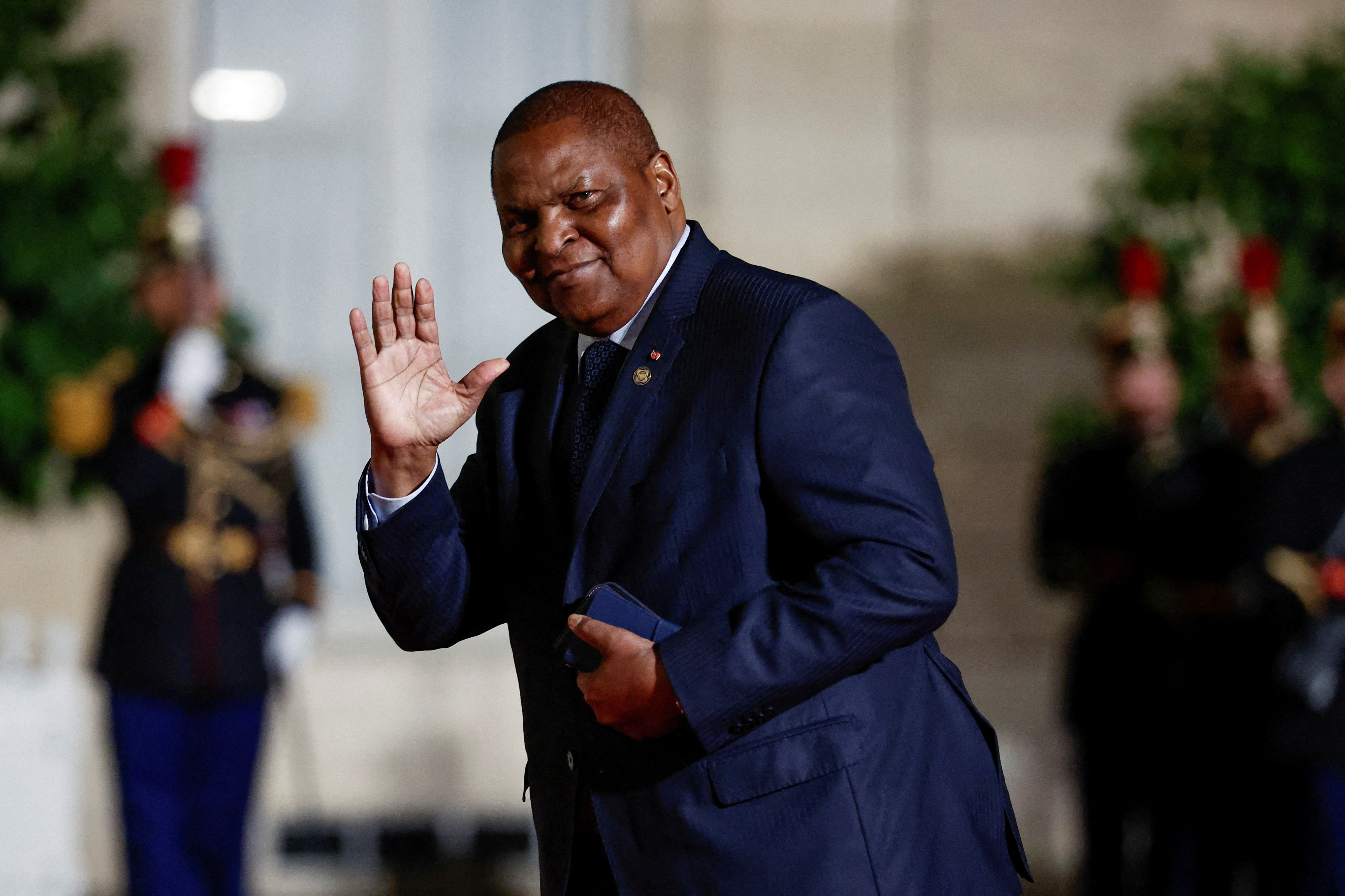 FILE PHOTO: Central African Republic's President Faustin-Archange Touadera arrives before a dinner at the Elysee Palace in Paris, France