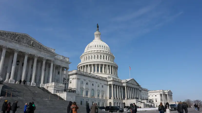 People walk near the U.S. Capitol building in Washington