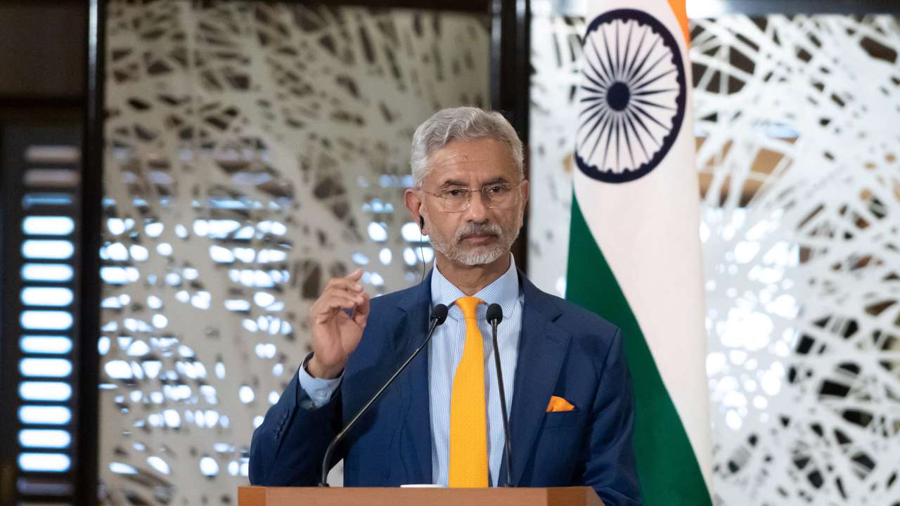 FILE PHOTO: India's External Affairs Minister Subrahmanyam Jaishankar speaks during a joint press conference with Japan's Foreign Minister Yoko Kamikawa, U.S. Secretary of State Antony Blinken and Australia's Foreign Minister Penny Wong at Iikura Guest Hou