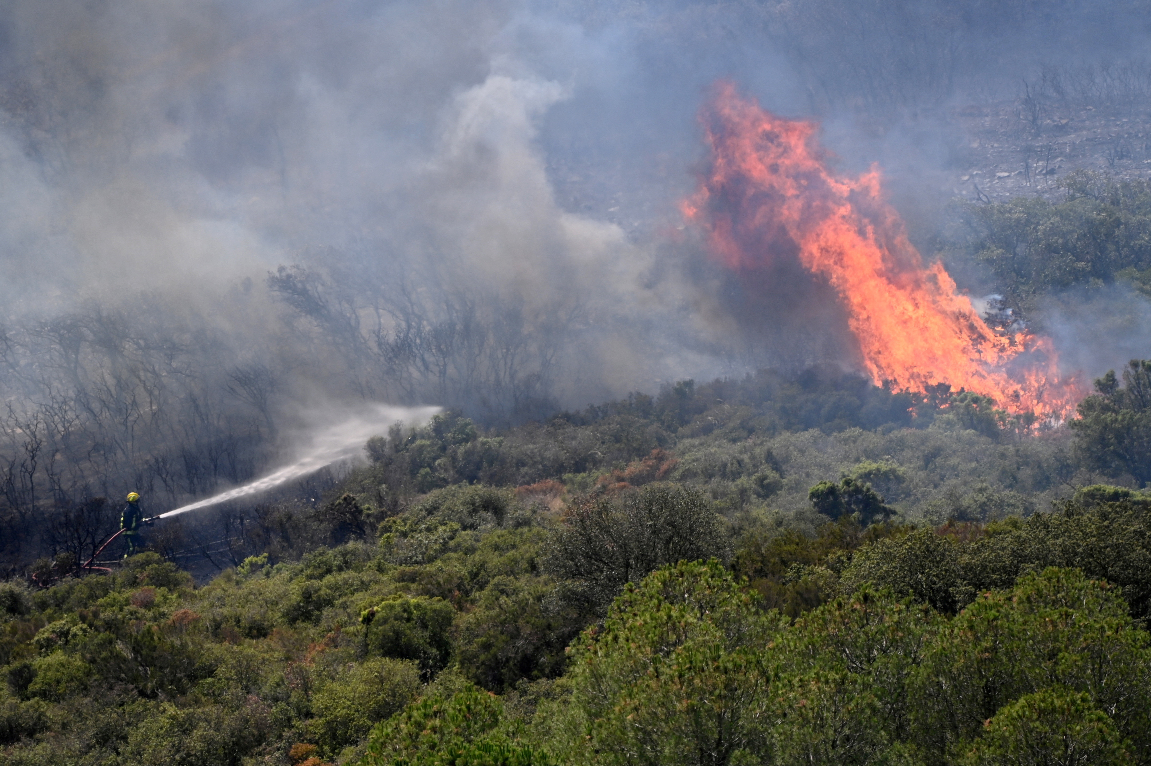 FILE PHOTO: Wildfire in hills of southern France near Narbonne