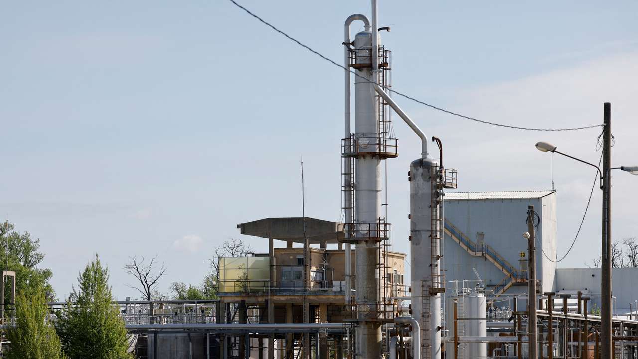 FILE PHOTO: A general view of a manufacturing installation at the powders and explosives company Eurenco plant in Bergerac, southwestern France April 11, 2024. LUDOVIC MARIN/Pool via REUTERS/File Photo