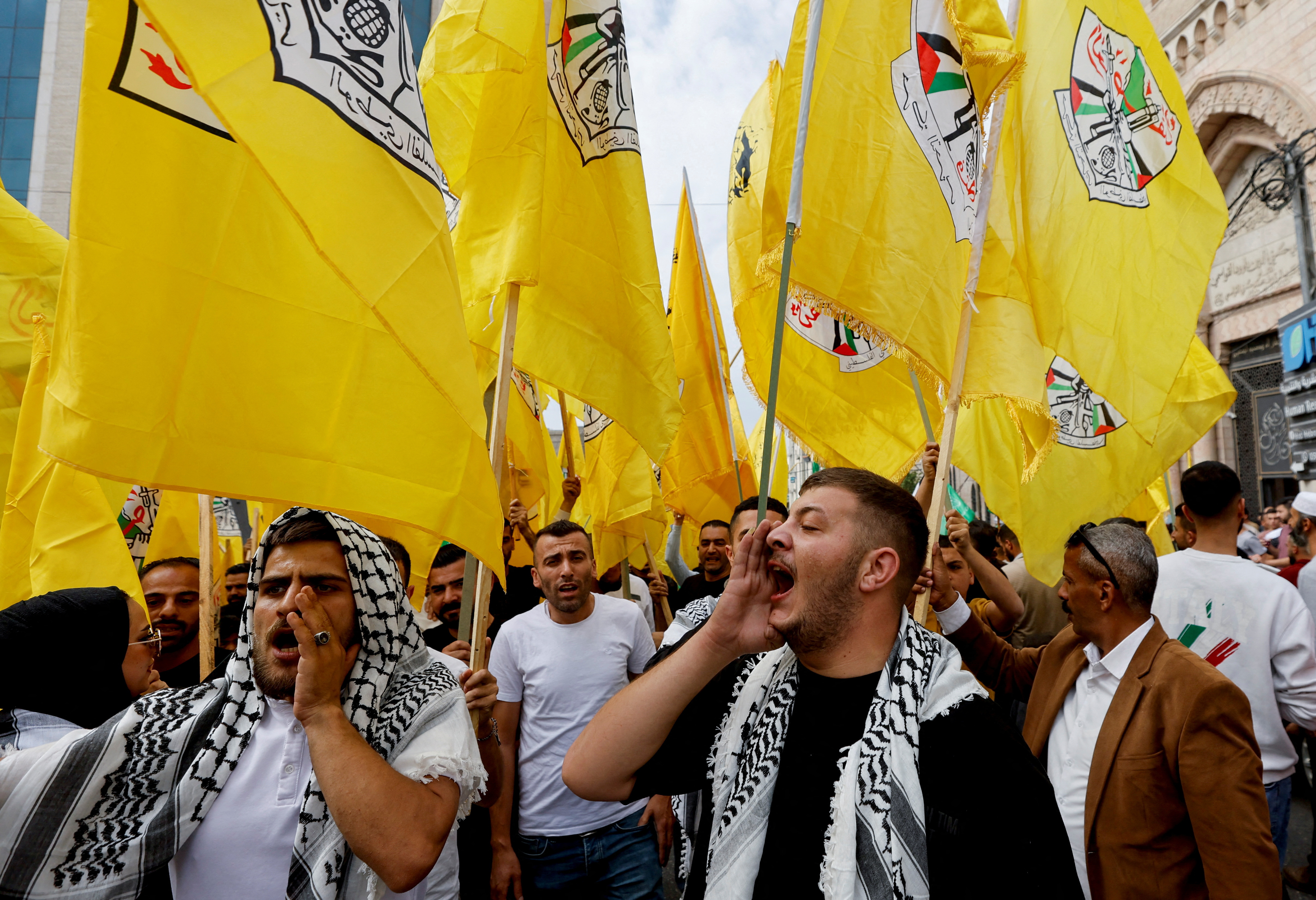 FILE PHOTO: Palestinians protest in support of the people of Gaza, in Hebron