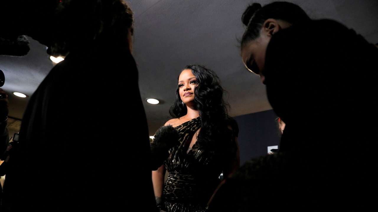FILE PHOTO: Rihanna arrives at the launch event for her autobiography "Rihanna" at The Solomon R. Guggenheim Museum in New York City