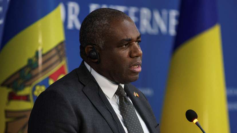 FILE PHOTO: Moldova's Foreign Minister Popsoi, Britain's Foreign Secretary Lammy and Romania's Foreign Minister Odobescu meet in Chisinau