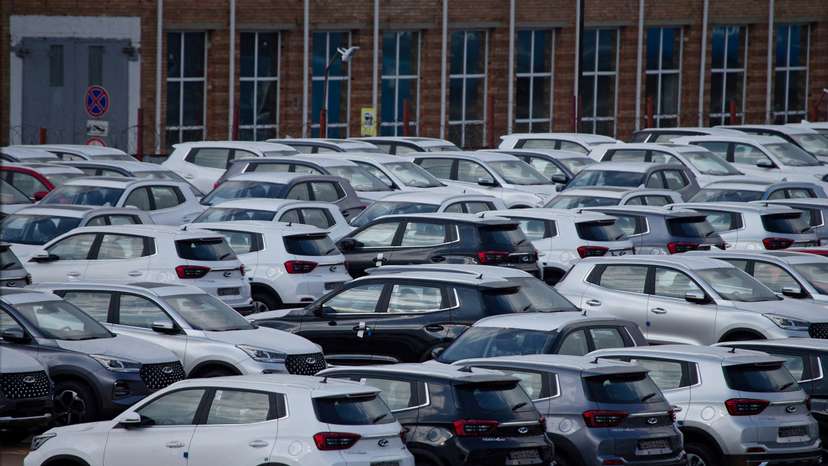 FILE PHOTO: A view shows new cars produced by Chinese automobile manufacturer Chery, in the parking lot of the Sollers plant in Vladivostok