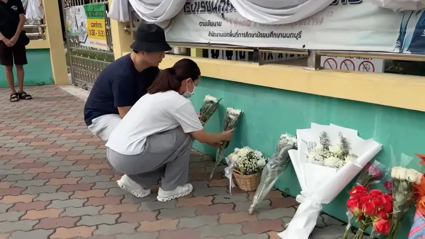 Tributes at Thai school after shooting
