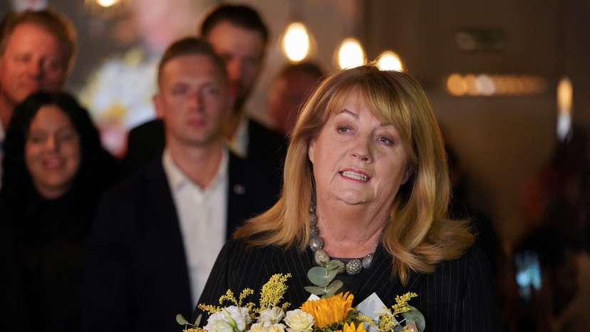 Blinkeviciute reacts during general election in Vilnius