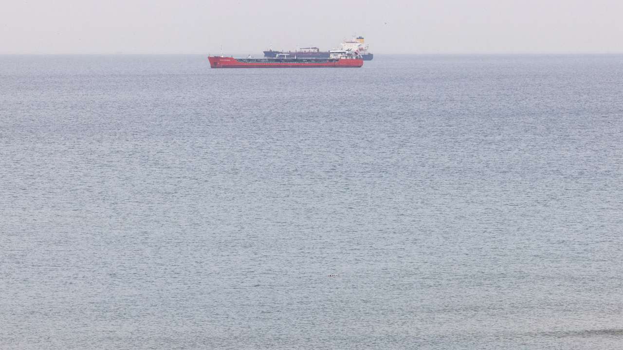 FILE PHOTO: Oil tankers wait at an anchorage in the Black Sea off Kilyos near Istanbul