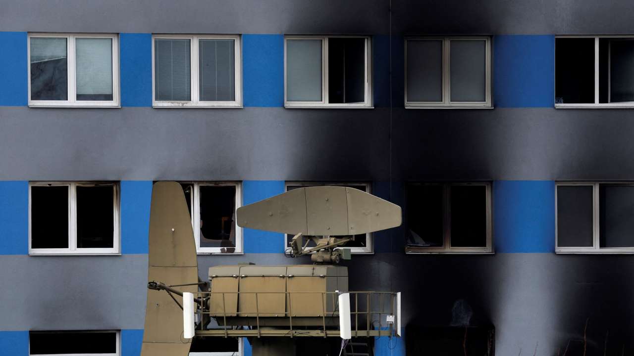 Aftermath of a fire at an industrial area in Pradubice