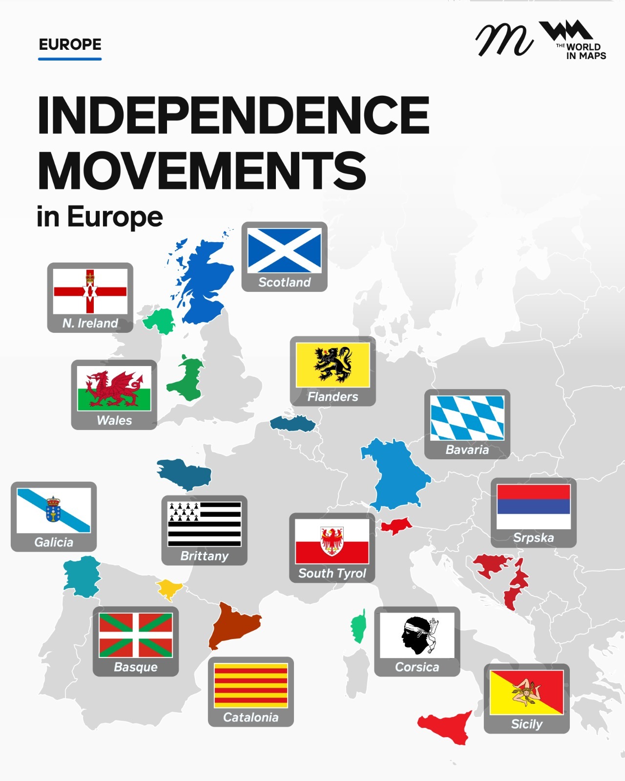 Europe’s independence movements share a cause, but not the same goal