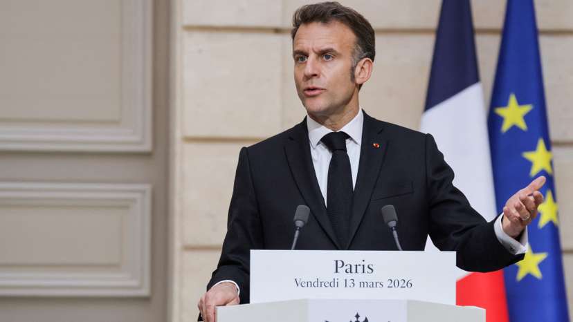 France's President Emmanuel Macron and Ukraine's President Volodymyr Zelensky attend a bilateral meeting at the Elysee Palace in Paris