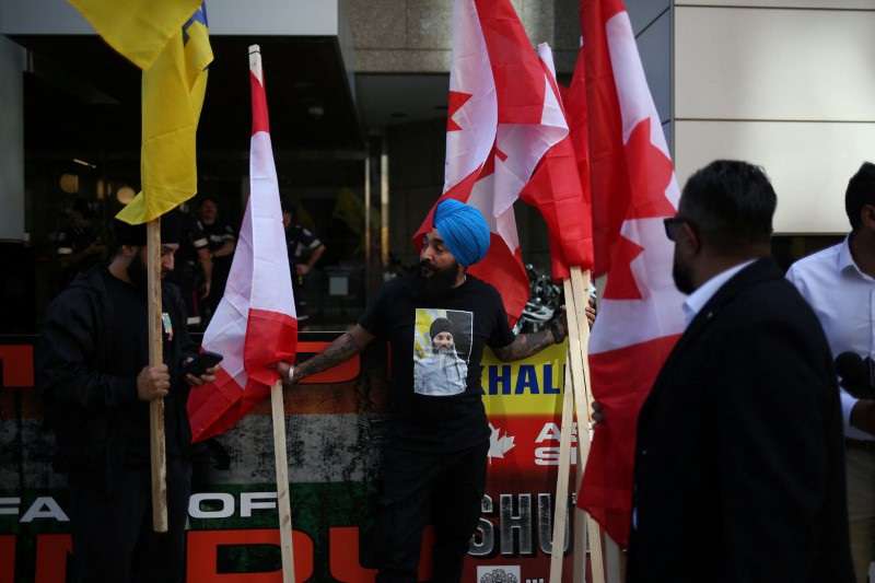 Sikhs protest outside the Indian consulate in Toronto