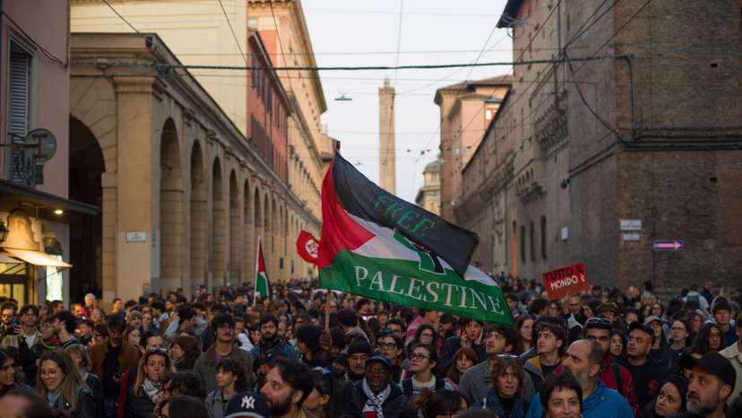 Protest to condemn the Israeli forces' interception of some of the vessels of the Global Sumud Flotilla, in Bologna